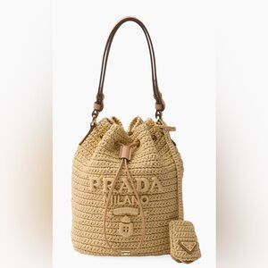 Prada Crochet and Leather Mini-Bucket Bag
